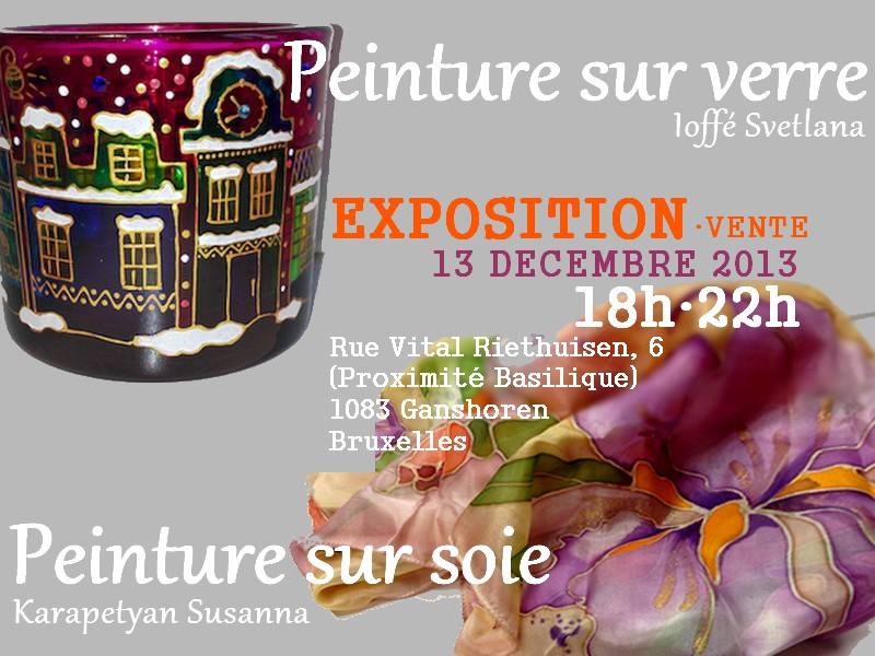 RC Affiche. Ganshoren. Exposition Svetlana Ioffé. Peinture sur verre. 2013-12-13